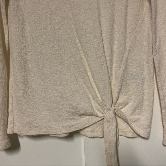 Madewell Ivory soundcheck side tie long sleeve textured Top Size XS - Picture 5 of 8